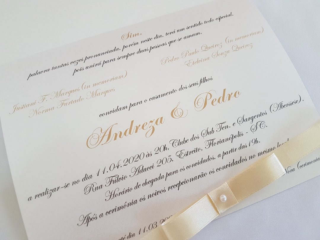 Convite de casamento "Andreza e Pedro"