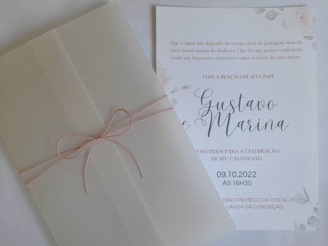 Convite de casamento "Marina e Gustavo"