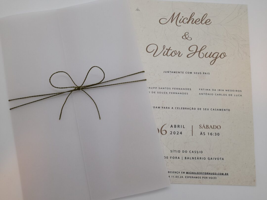 Convite de casamento "Michele e Vitor Hugo"