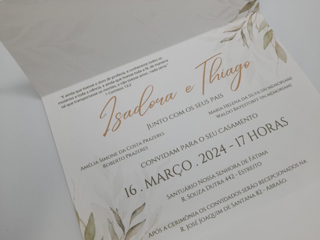 Convite de casamento "Isadora e Tiago"