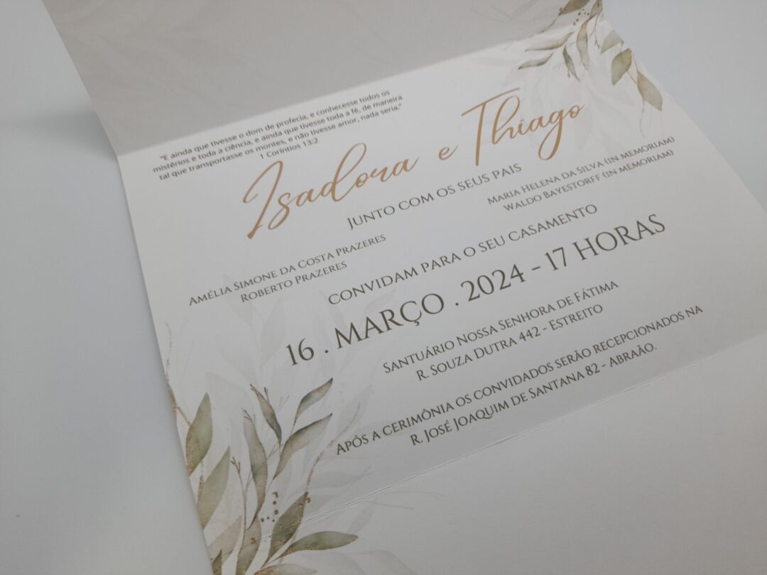 Convite de casamento "Isadora e Tiago"